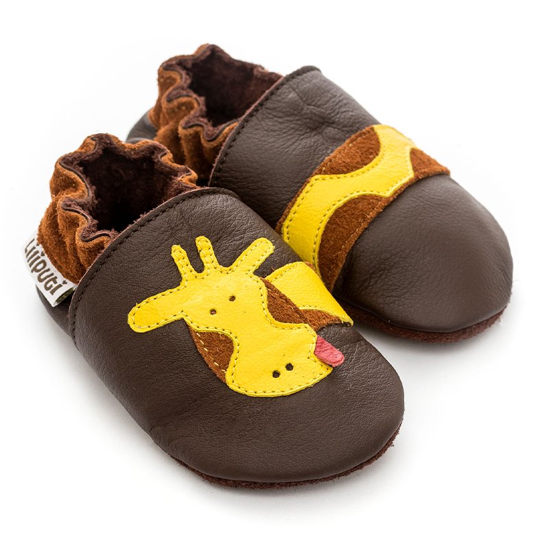 Liliputi Love Soft Sole Shoes - Brown Giraffe-0