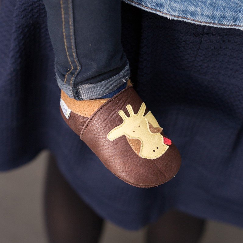 Liliputi Love Soft Sole Shoes - Brown Giraffe-4