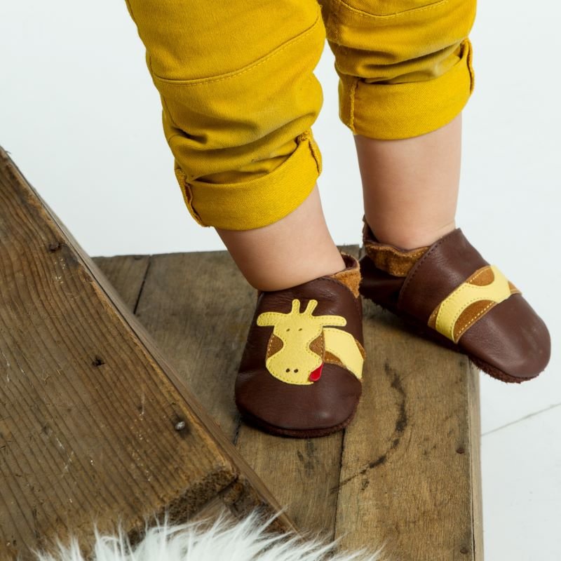 Liliputi Love Soft Sole Shoes - Brown Giraffe-5