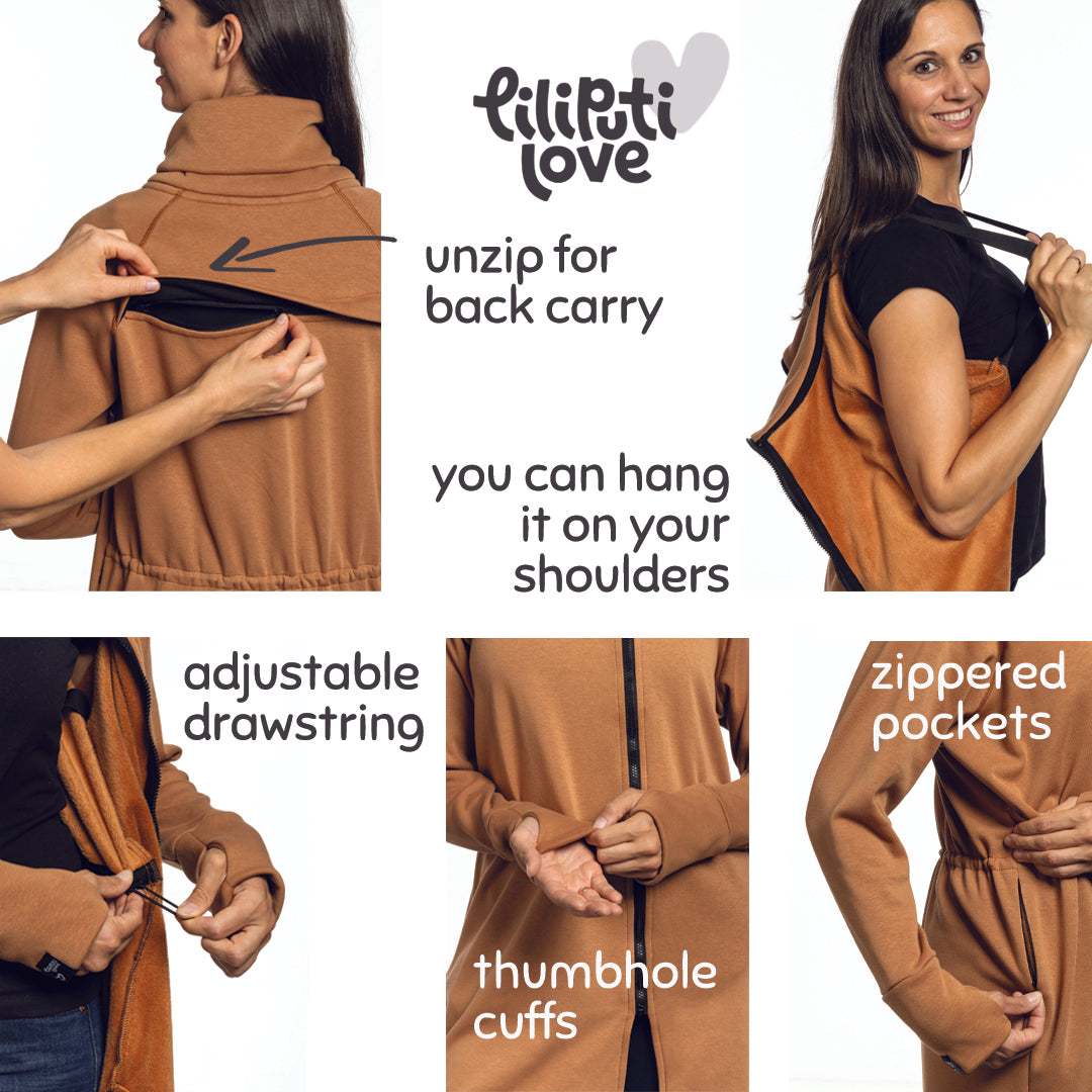Sweat Zippé en Polaire de Portage Liliputi Love - Caramel